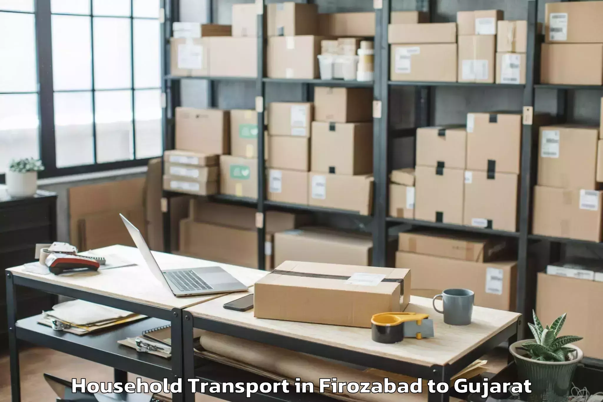 Reliable Firozabad to Bardoli Household Transport